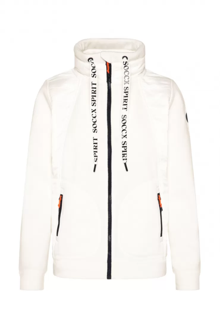 CAMP DAVID & SOCCX Fleecejacke mit tonigen Stepp-Details ivory Cheap