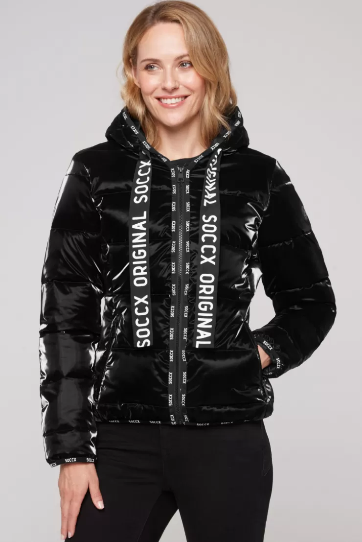 CAMP DAVID & SOCCX Glänzende Steppjacke mit Samt-Optik black Flash Sale