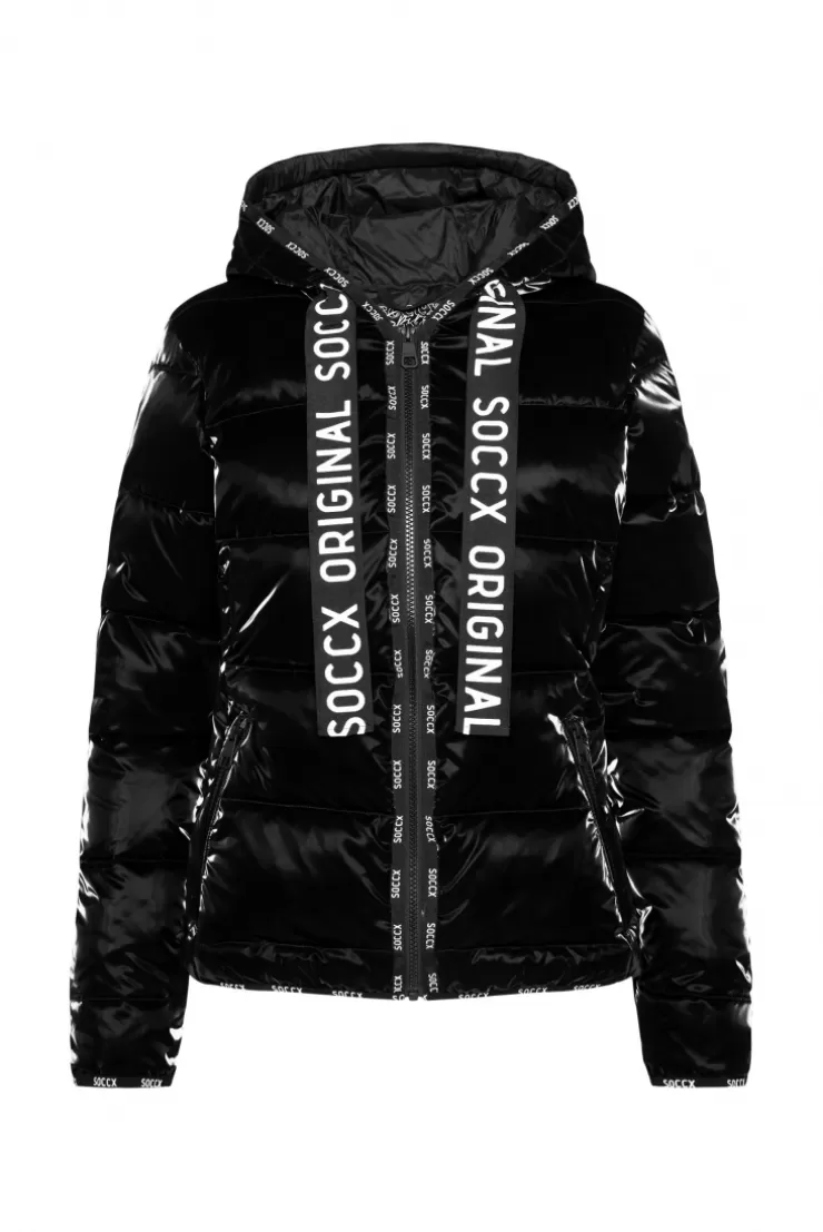 CAMP DAVID & SOCCX Glänzende Steppjacke mit Samt-Optik black Flash Sale