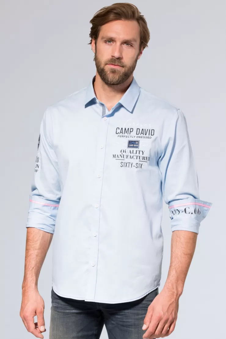 CAMP DAVID & SOCCX Hemd mit Webstruktur und Artworks, Regular Fit light blue lightblue Clearance