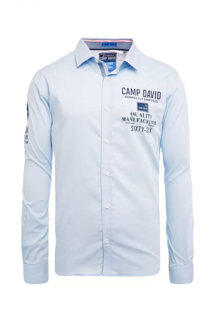 CAMP DAVID & SOCCX Hemd mit Webstruktur und Artworks, Regular Fit light blue lightblue Clearance