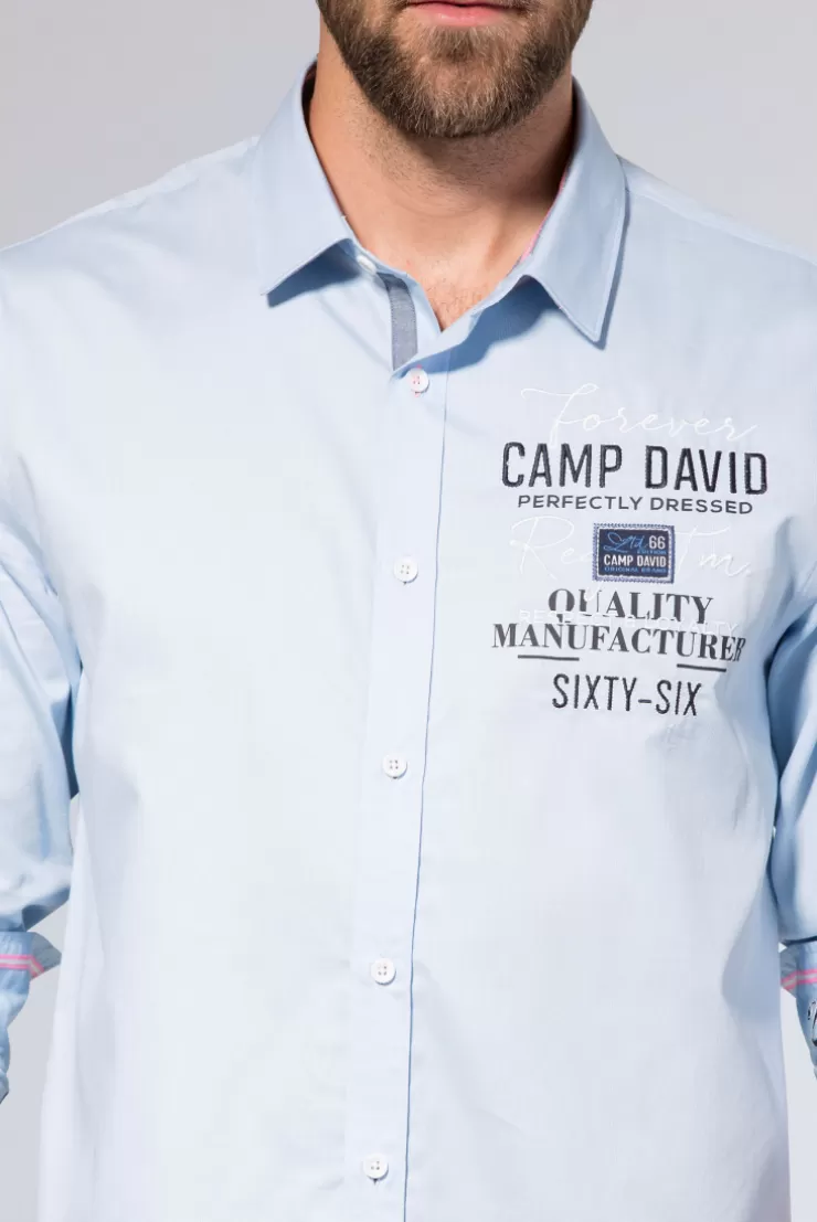 CAMP DAVID & SOCCX Hemd mit Webstruktur und Artworks, Regular Fit light blue lightblue Clearance