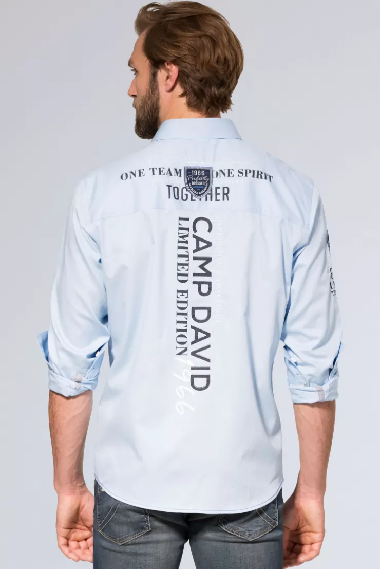 CAMP DAVID & SOCCX Hemd mit Webstruktur und Artworks, Regular Fit light blue lightblue Clearance