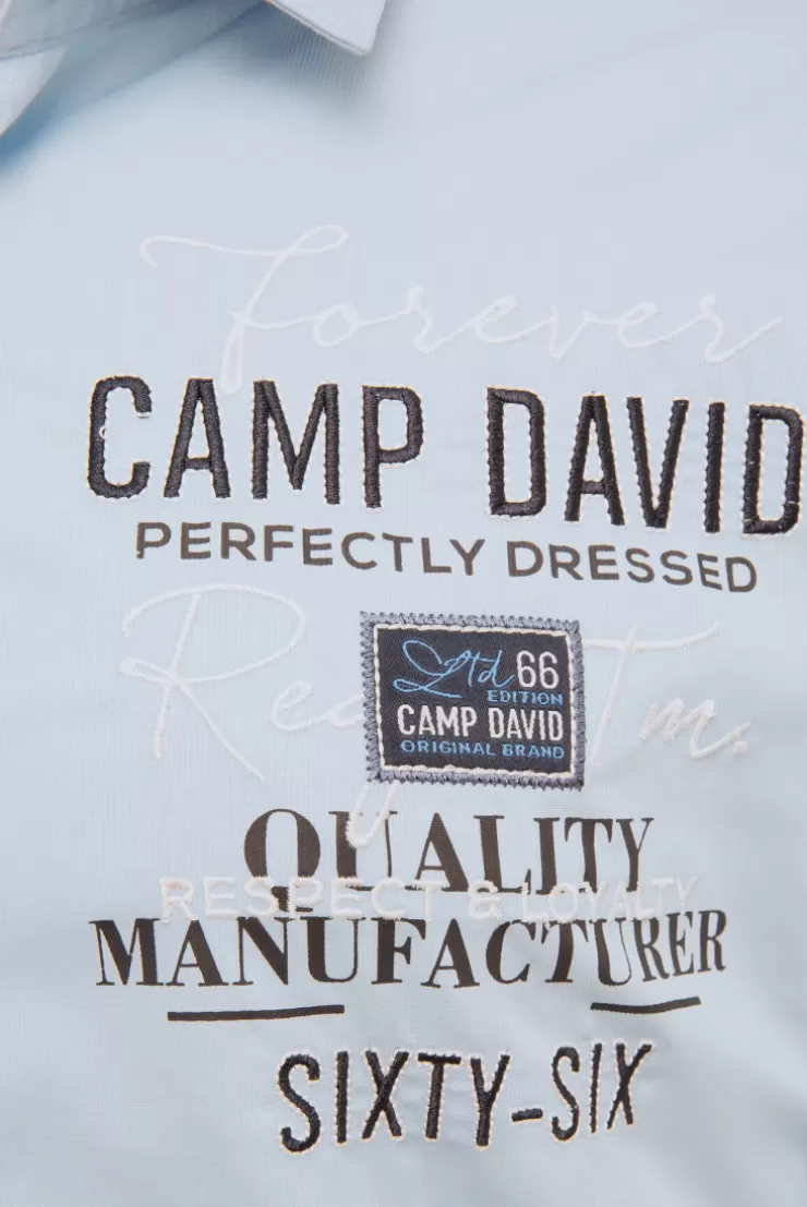 CAMP DAVID & SOCCX Hemd mit Webstruktur und Artworks, Regular Fit light blue lightblue Clearance