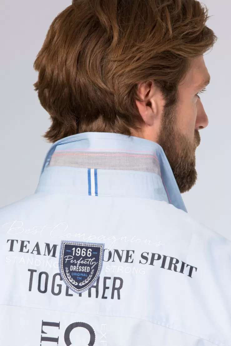 CAMP DAVID & SOCCX Hemd mit Webstruktur und Artworks, Regular Fit light blue lightblue Clearance