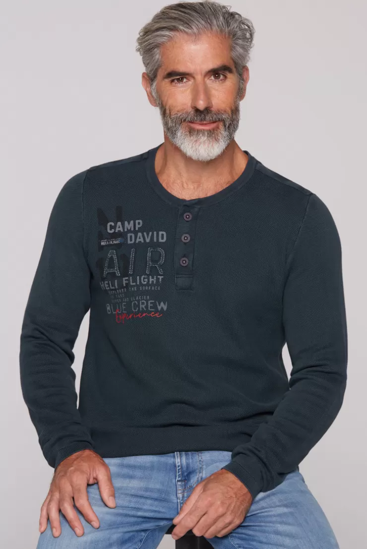 CAMP DAVID & SOCCX Henley-Pullover Stone Washed blue navy bluenavy Sale