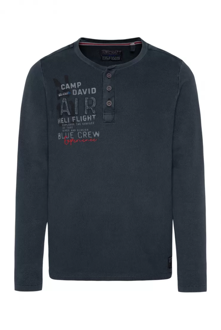 CAMP DAVID & SOCCX Henley-Pullover Stone Washed blue navy bluenavy Sale