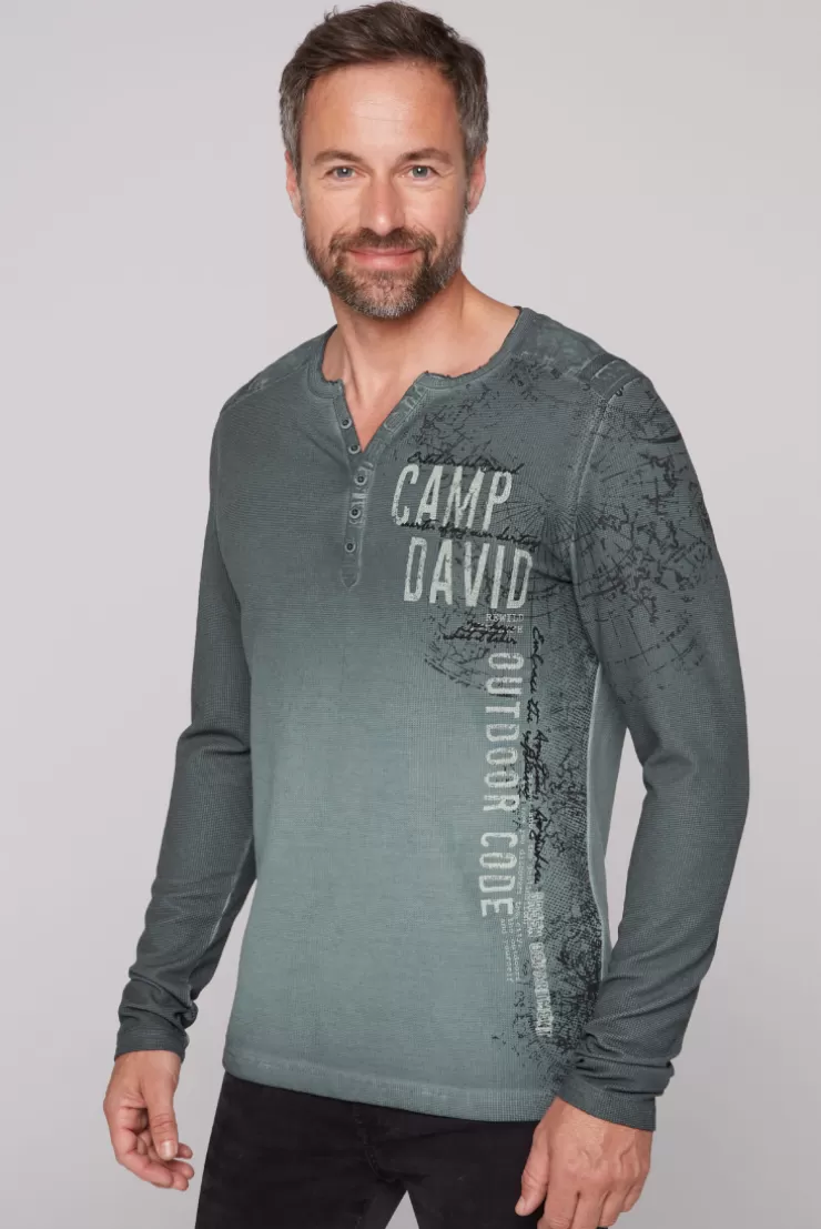 CAMP DAVID & SOCCX Henley-Shirt aus Waffelpikee deep forest deepforest Cheap