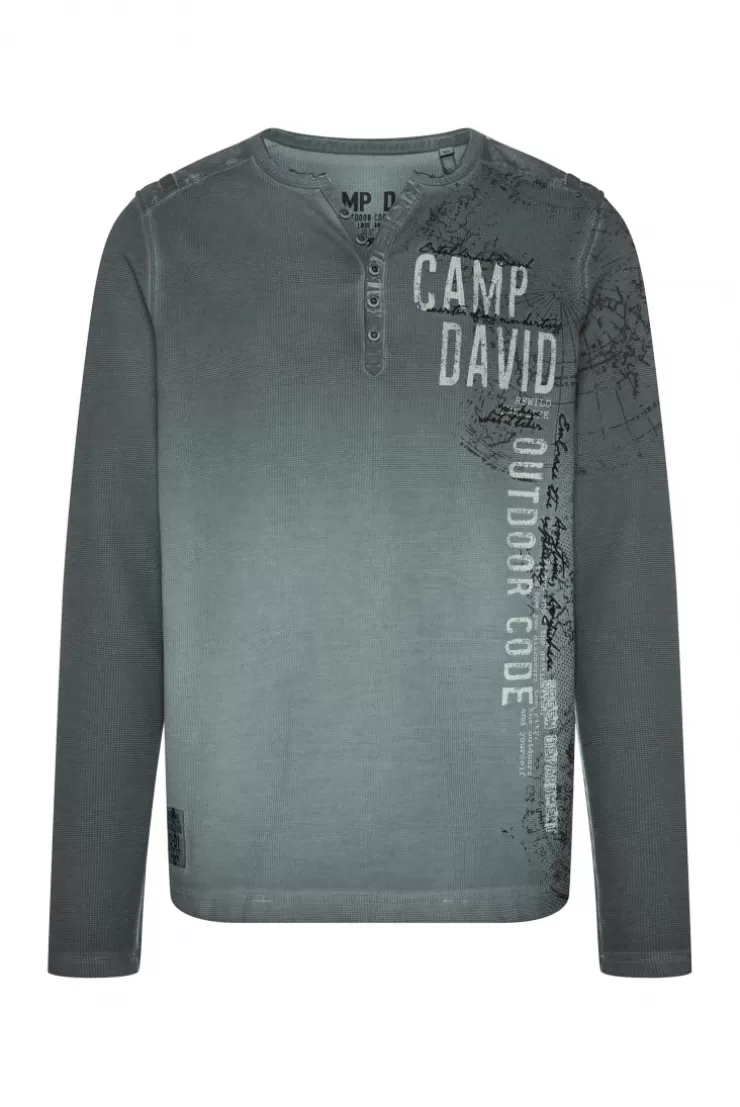 CAMP DAVID & SOCCX Henley-Shirt aus Waffelpikee deep forest deepforest Cheap