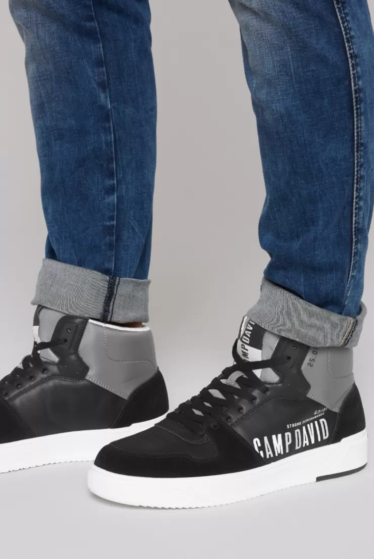 CAMP DAVID & SOCCX Hightop Sneaker im Materialmix mit Rubber Logos black Online