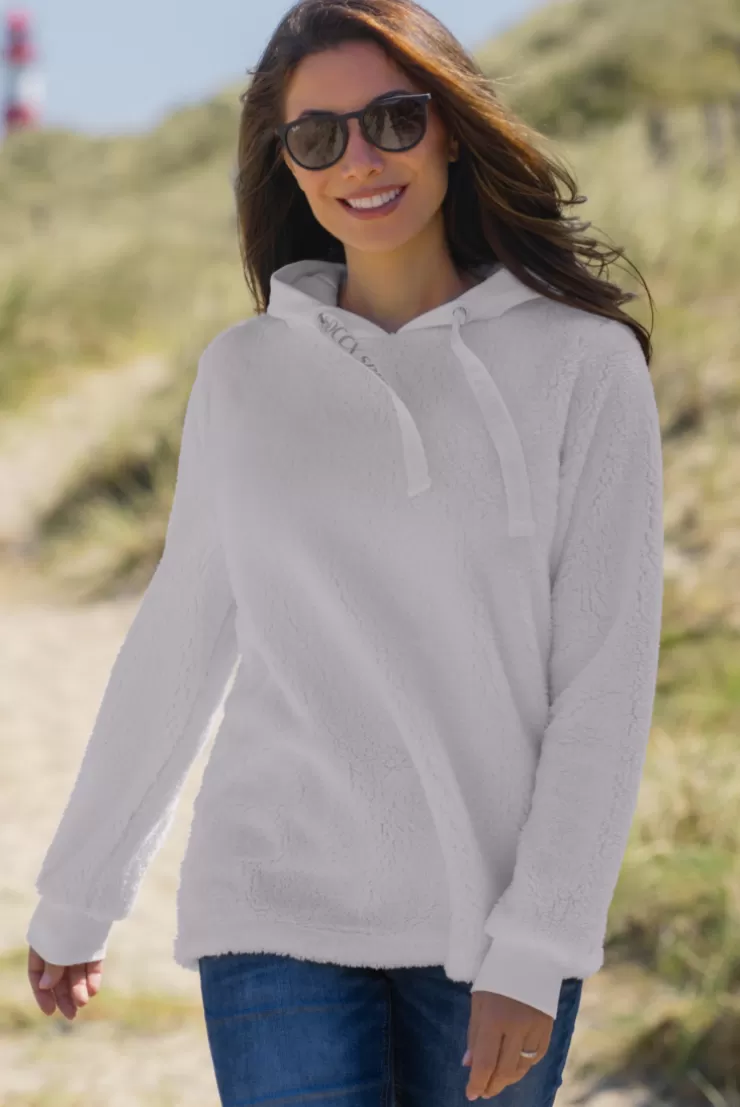 CAMP DAVID & SOCCX Hoodie aus Teddyplüsch mit Sweatkapuze ivory Best Sale