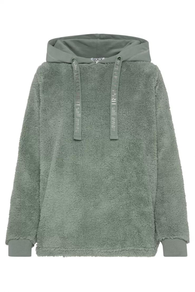 CAMP DAVID & SOCCX Hoodie aus Teddyplüsch mit Sweatkapuze muted aqua mutedaqua Best Sale