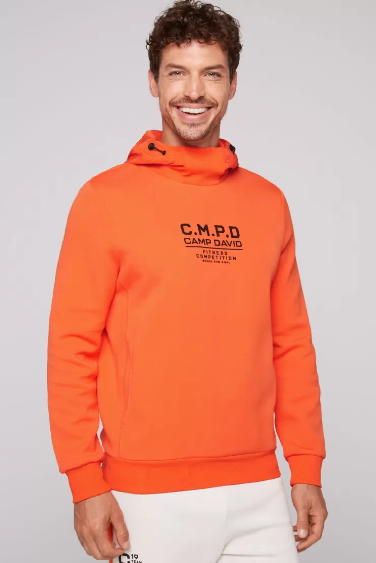 CAMP DAVID & SOCCX Hoodie im Materialmix mit Artwork und Rückentasche signal orange signalorange Discount