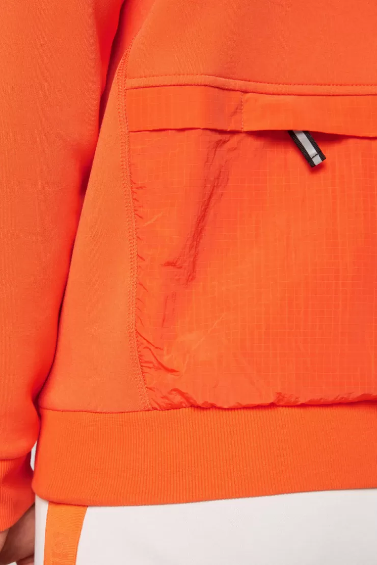 CAMP DAVID & SOCCX Hoodie im Materialmix mit Artwork und Rückentasche signal orange signalorange Discount