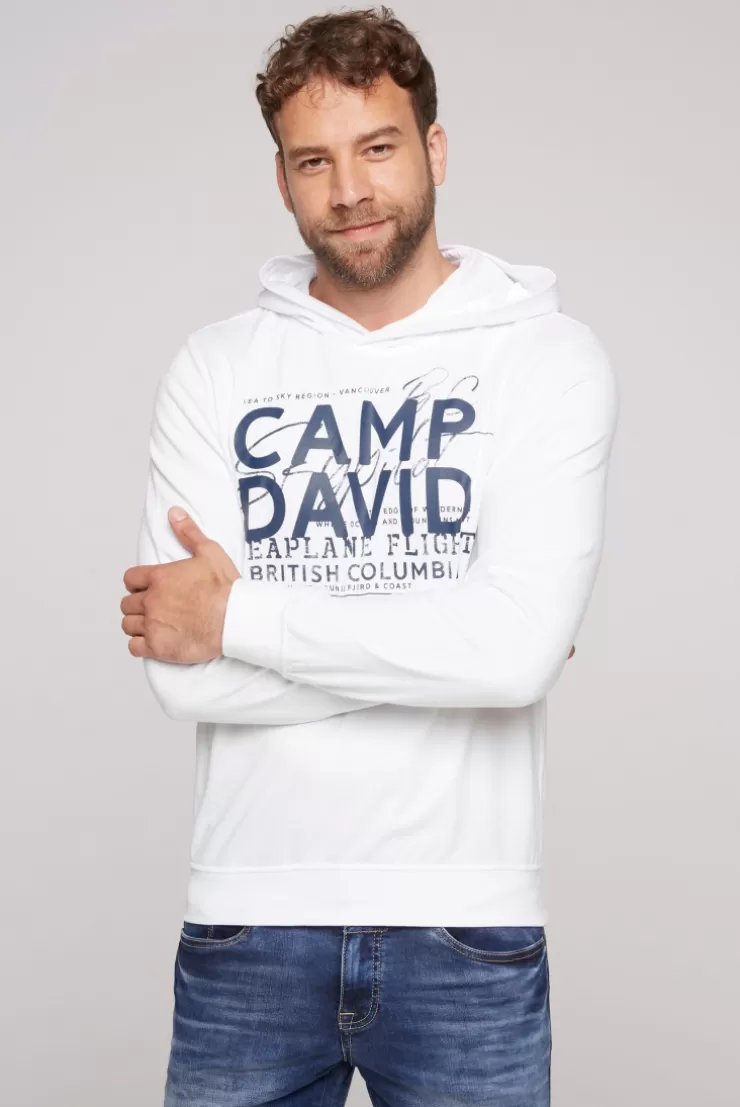 CAMP DAVID & SOCCX Hoodie mit Label Print opticwhite Outlet