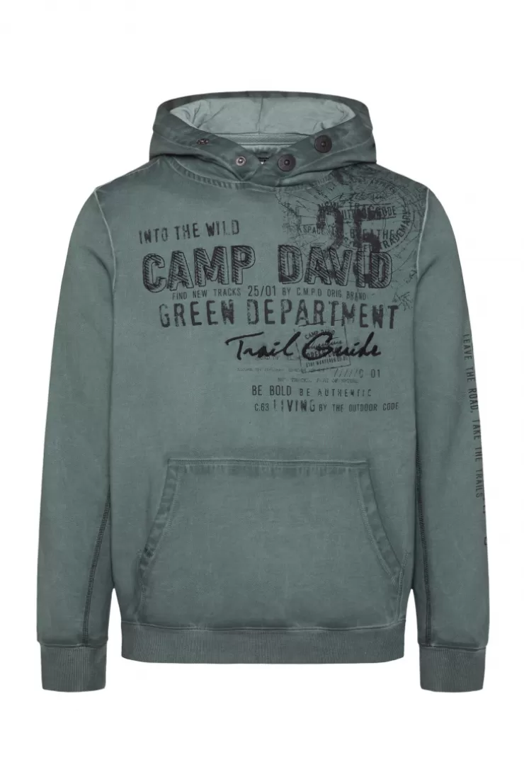 CAMP DAVID & SOCCX Hoodie Oil Dyed mit Artworks deep forest deepforest New