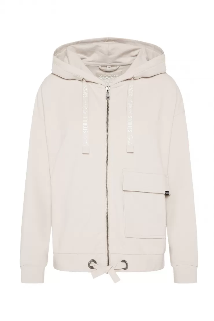 CAMP DAVID & SOCCX Kapuzensweatjacke mit einer Klappentasche stone beige stonebeige Clearance