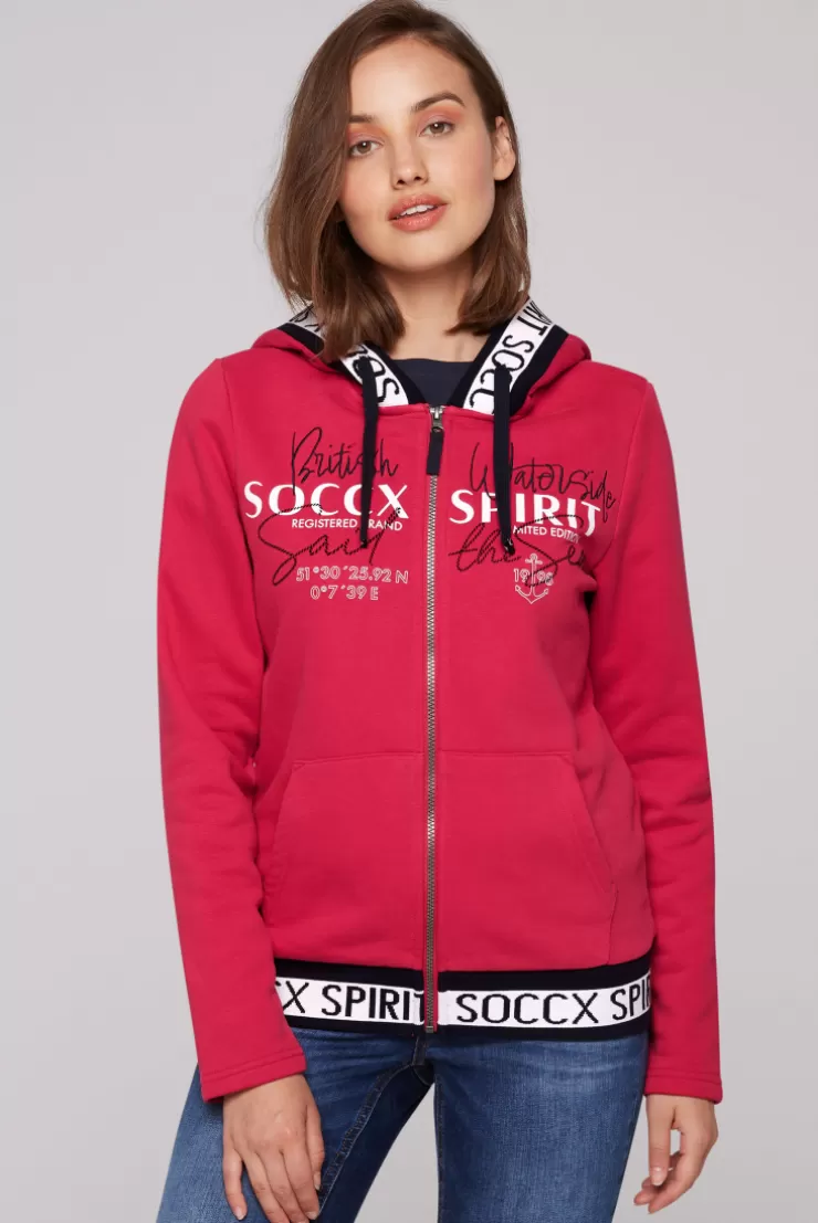 CAMP DAVID & SOCCX Kapuzensweatjacke mit Intarsia-Logo-Details clear red clearred Best Sale