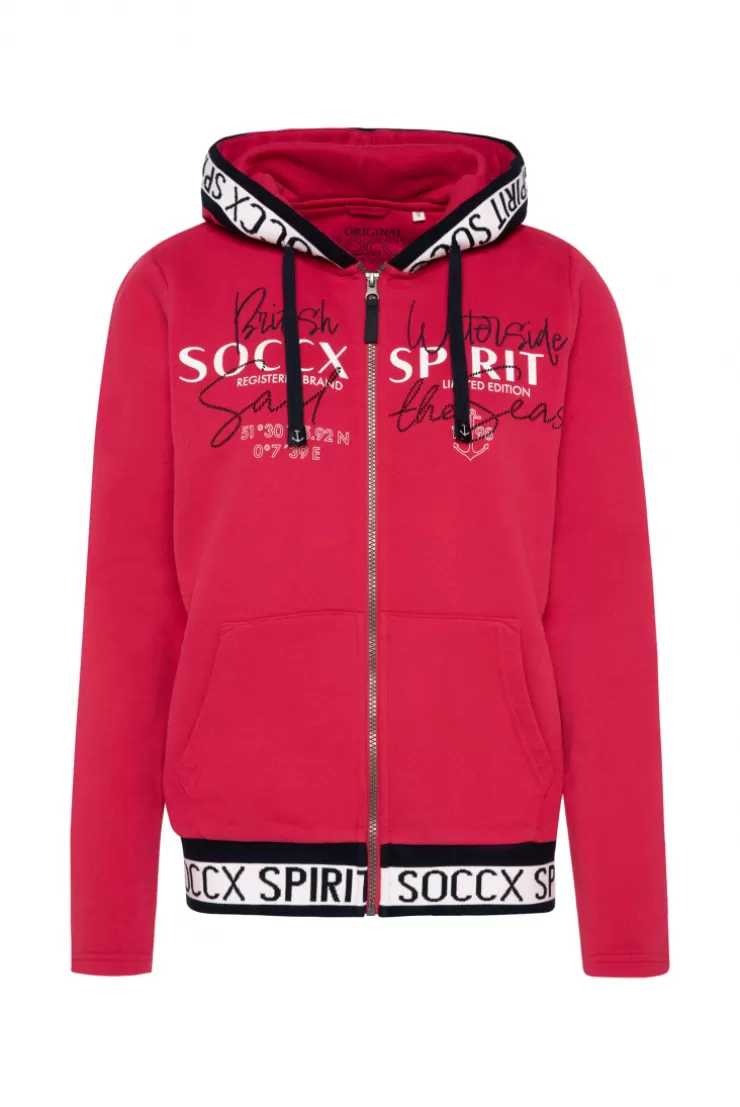 CAMP DAVID & SOCCX Kapuzensweatjacke mit Intarsia-Logo-Details clear red clearred Best Sale