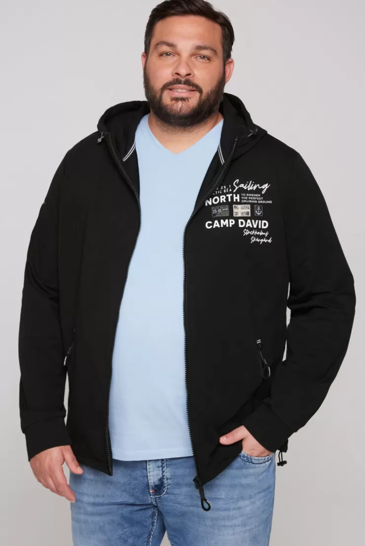 CAMP DAVID & SOCCX Kapuzensweatjacke mit Label-Applikationen black Outlet