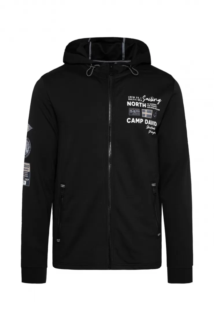 CAMP DAVID & SOCCX Kapuzensweatjacke mit Label-Applikationen black Outlet