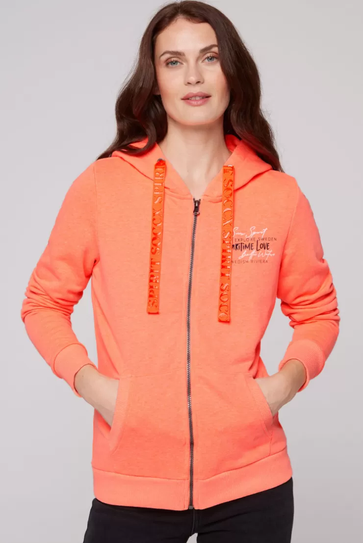 CAMP DAVID & SOCCX Kapuzensweatjacke mit Rückenprint neon orange neonorange Discount