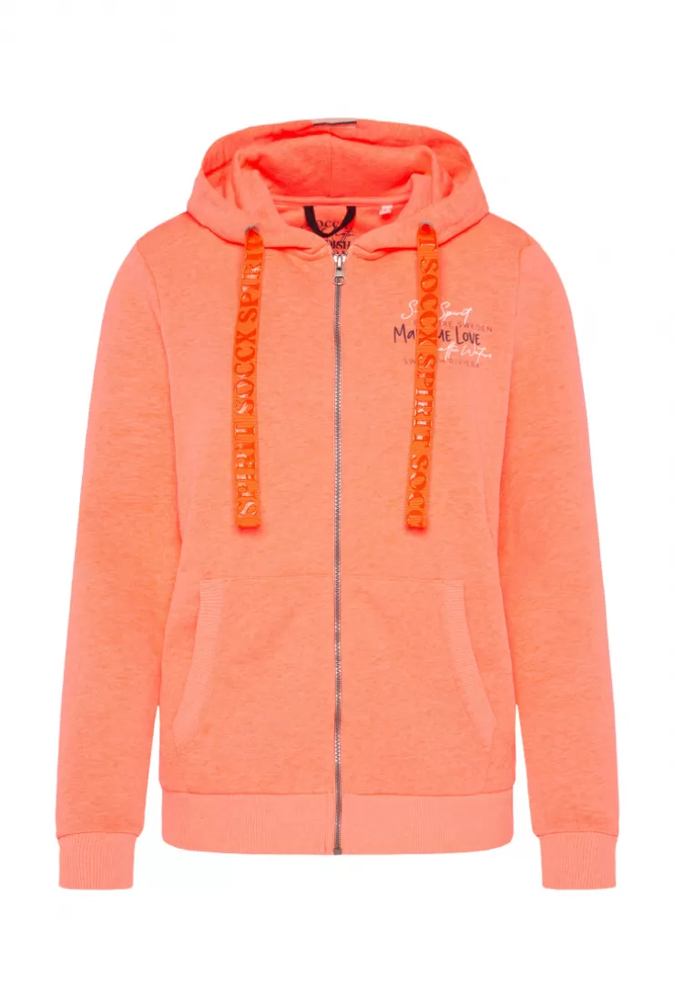 CAMP DAVID & SOCCX Kapuzensweatjacke mit Rückenprint neon orange neonorange Discount