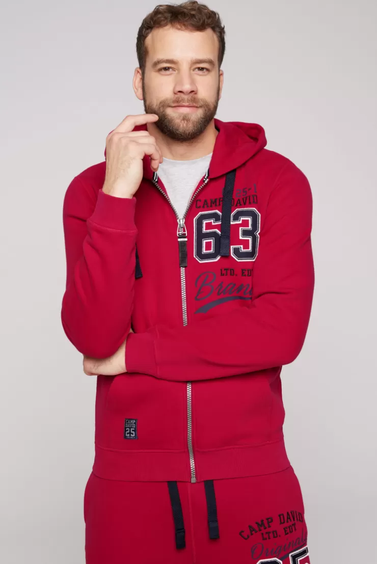 CAMP DAVID & SOCCX Kapuzensweatjacke mit Retro-Artwork royal red royalred Sale