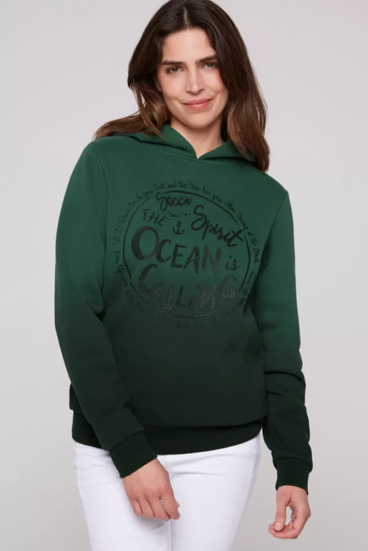 CAMP DAVID & SOCCX Kapuzensweatshirt Dip Dye mit Print dark green darkgreen Clearance