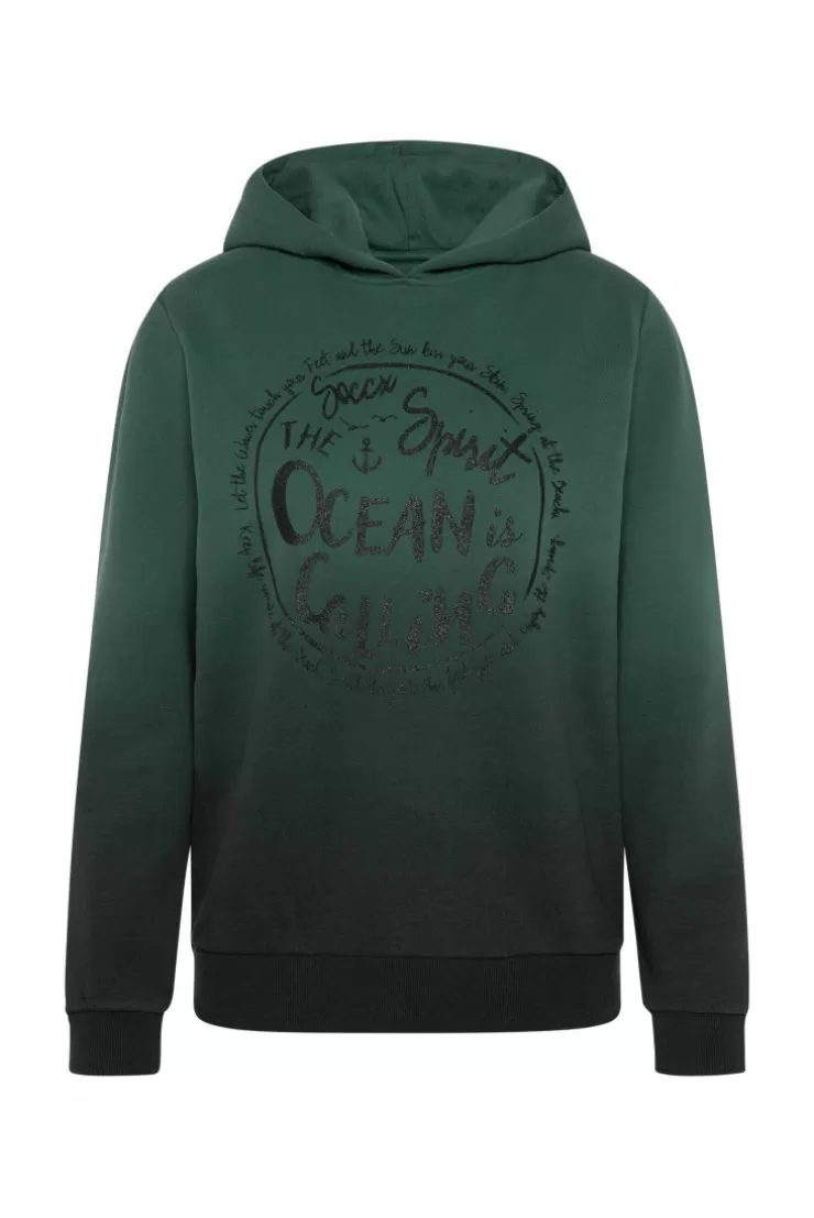 CAMP DAVID & SOCCX Kapuzensweatshirt Dip Dye mit Print dark green darkgreen Clearance