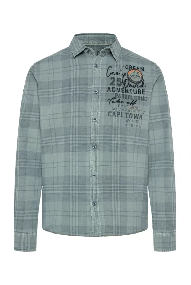 CAMP DAVID & SOCCX Karohemd mit Label-Applikationen teal Outlet