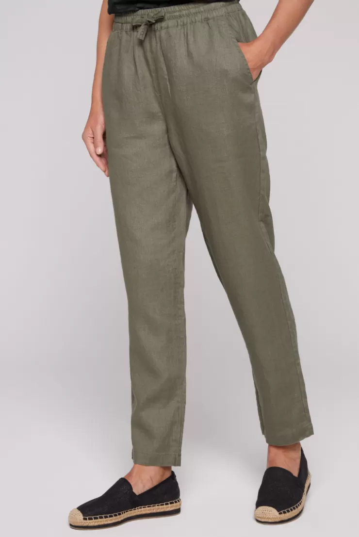 CAMP DAVID & SOCCX Klassische Leinenhose mit Elastikbund desert olive | XXXL desertolive Fashion