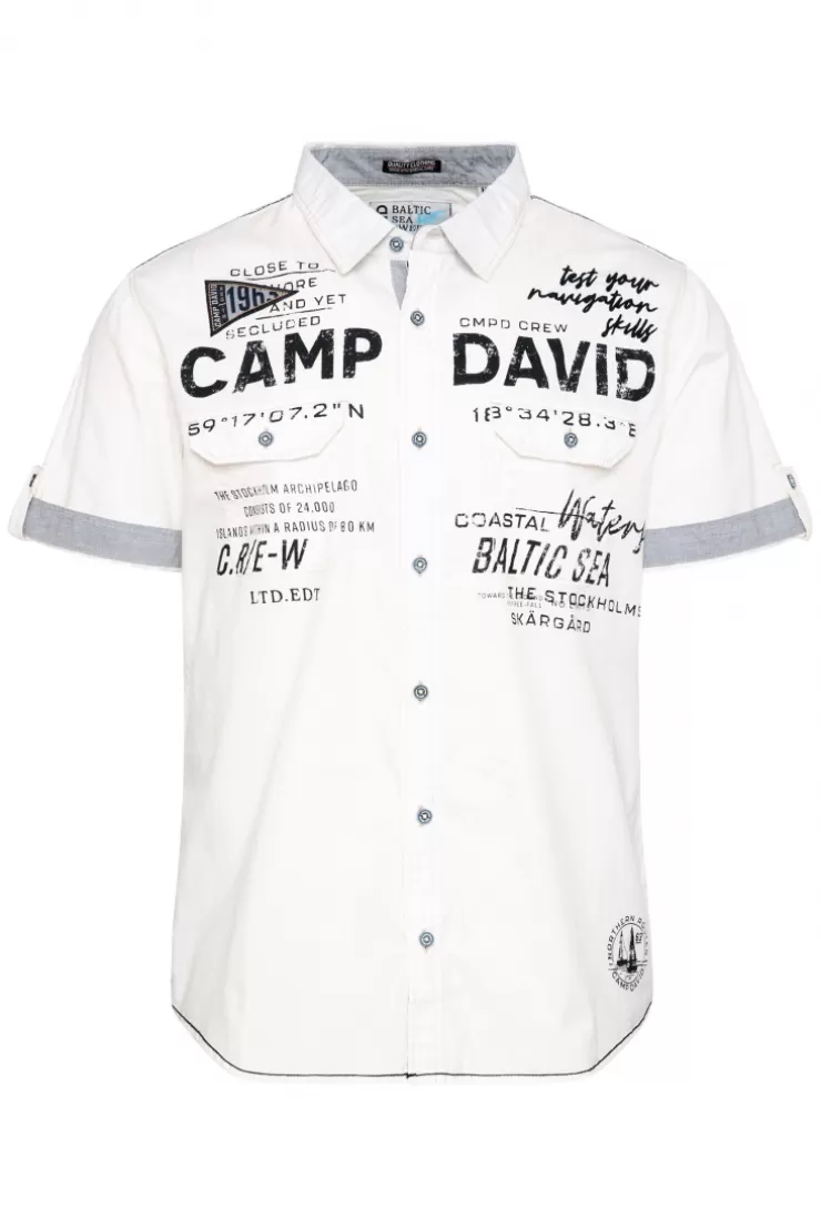 CAMP DAVID & SOCCX Kurzarmhemd mit Klappentaschen und Prints opticwhite Store