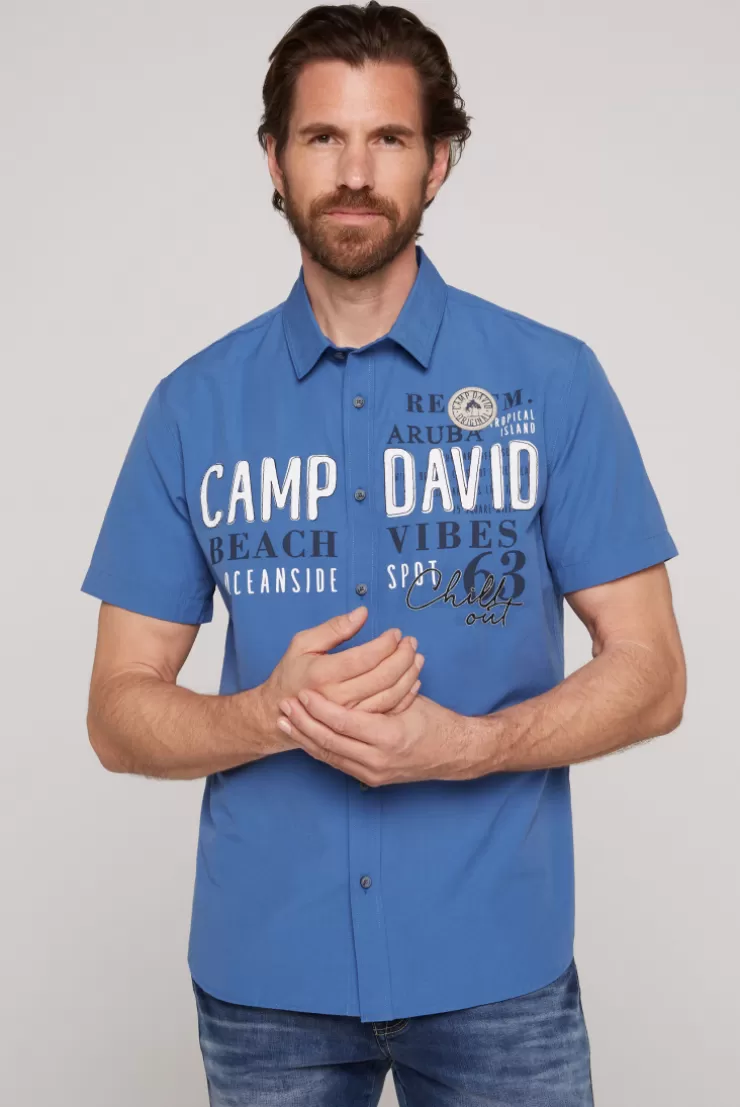 CAMP DAVID & SOCCX Kurzarmhemd mit Logo Print und Stickereien dutch blue | L dutchblue Hot