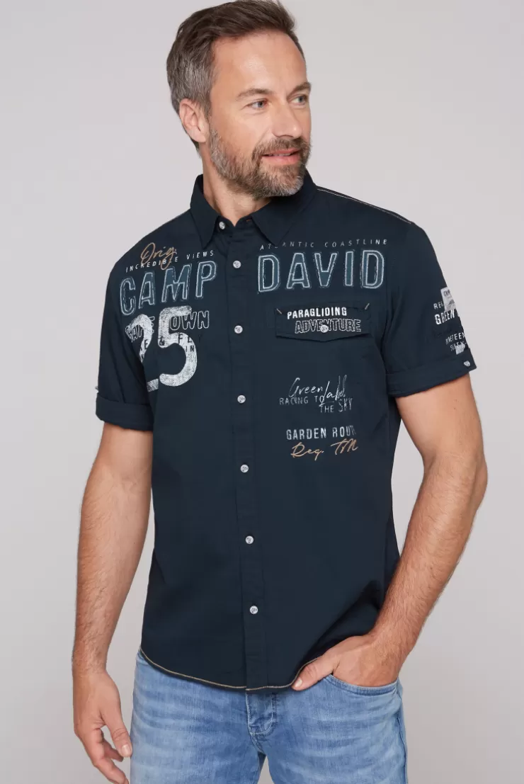 CAMP DAVID & SOCCX Kurzarmhemd mit Logo-Applikationen blue navy bluenavy Fashion