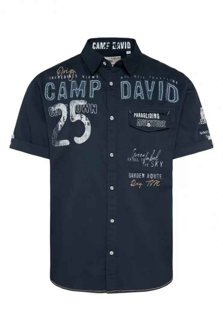 CAMP DAVID & SOCCX Kurzarmhemd mit Logo-Applikationen blue navy bluenavy Fashion