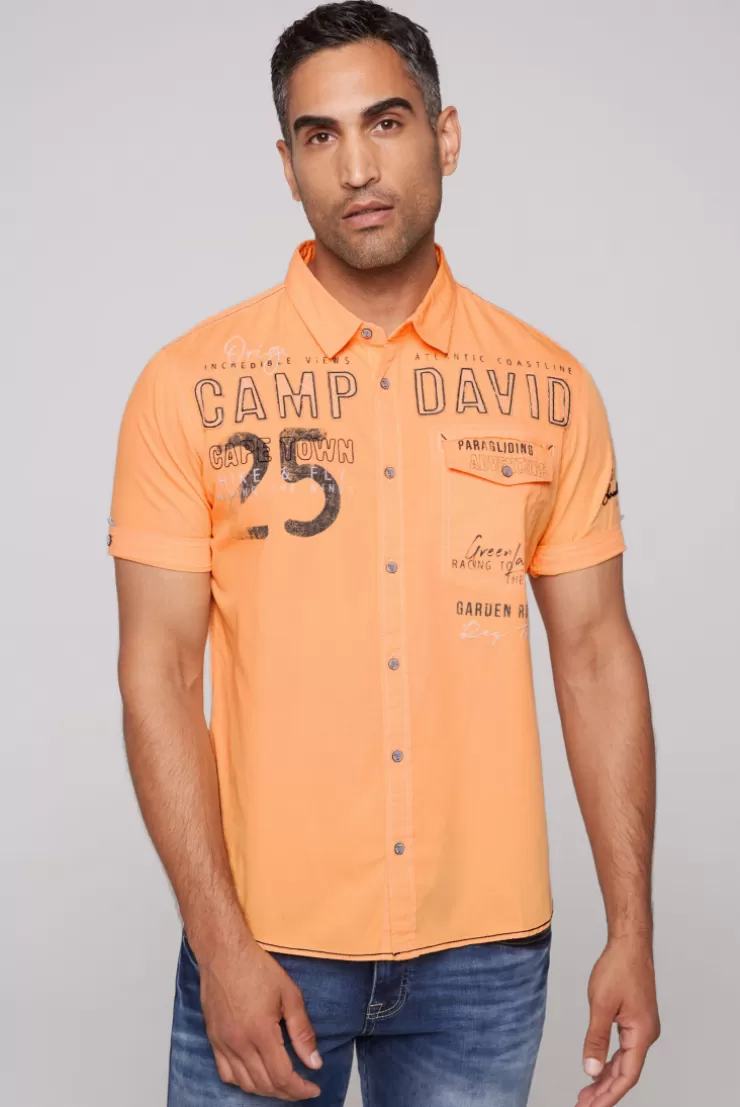 CAMP DAVID & SOCCX Kurzarmhemd mit Logo-Applikationen sunrise orange sunriseorange Clearance