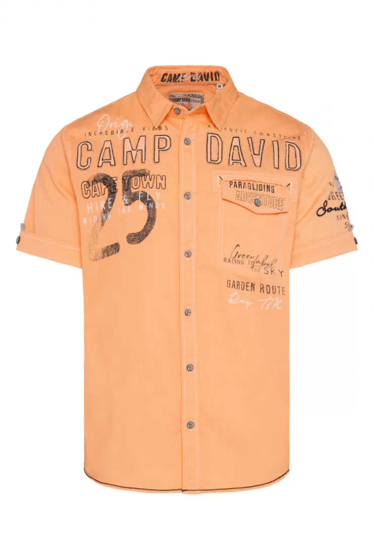 CAMP DAVID & SOCCX Kurzarmhemd mit Logo-Applikationen sunrise orange sunriseorange Clearance