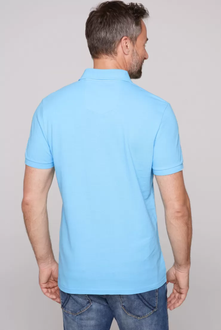 CAMP DAVID & SOCCX Kurzarmpolo aus Pikee mit Label Print | S aqua Discount