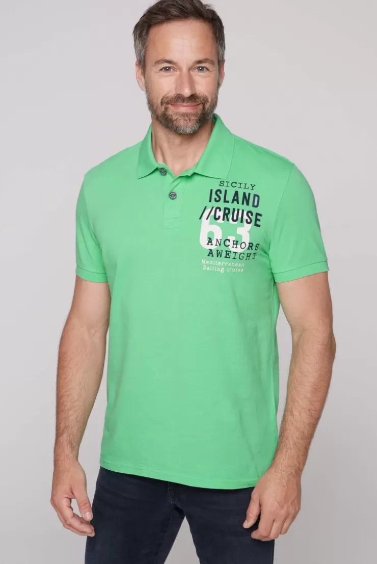 CAMP DAVID & SOCCX Kurzarmpolo aus Pikee mit Label Print regatta green regattagreen Discount