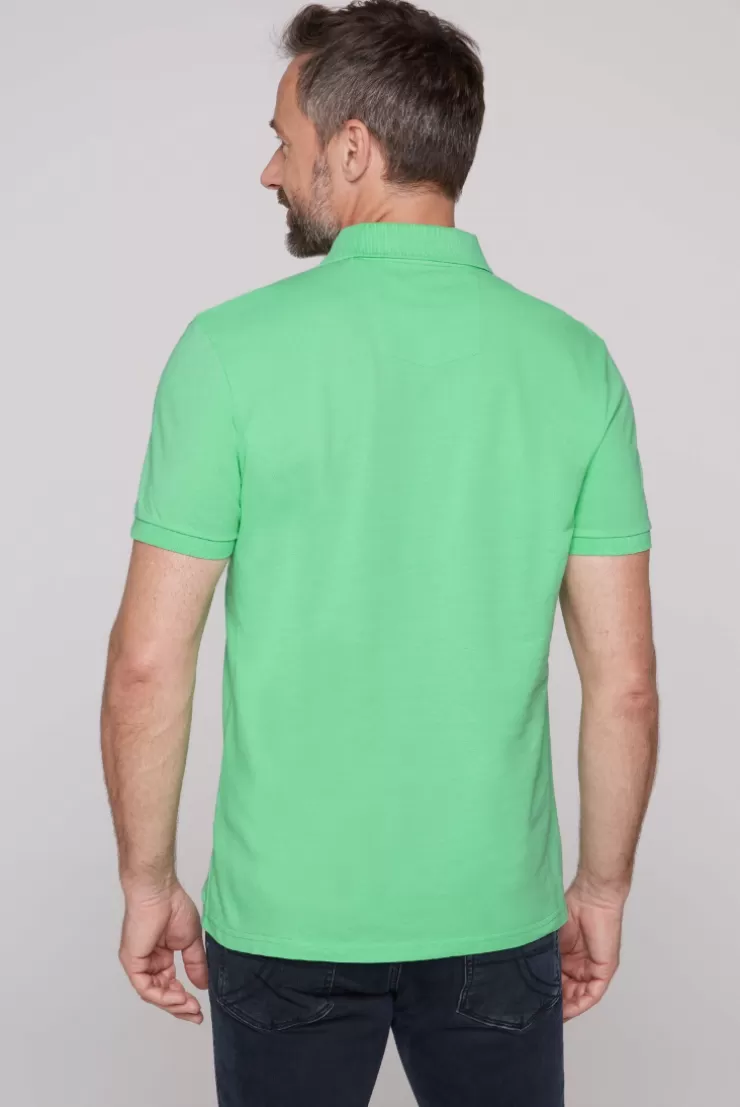 CAMP DAVID & SOCCX Kurzarmpolo aus Pikee mit Label Print regatta green regattagreen Discount