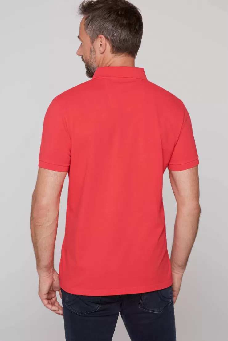 CAMP DAVID & SOCCX Kurzarmpolo aus Pikee mit Label Print skipper red skipperred Store