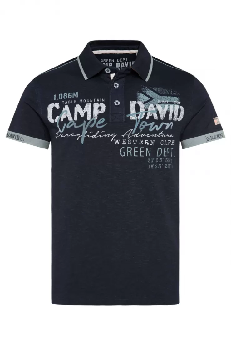 CAMP DAVID & SOCCX Kurzarmpolo mit Flockprint und Tapes blue navy bluenavy Discount