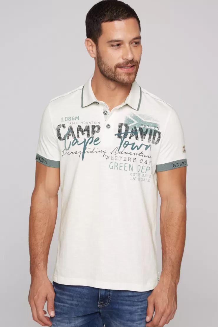 CAMP DAVID & SOCCX Kurzarmpolo mit Flockprint und Tapes ivory Store