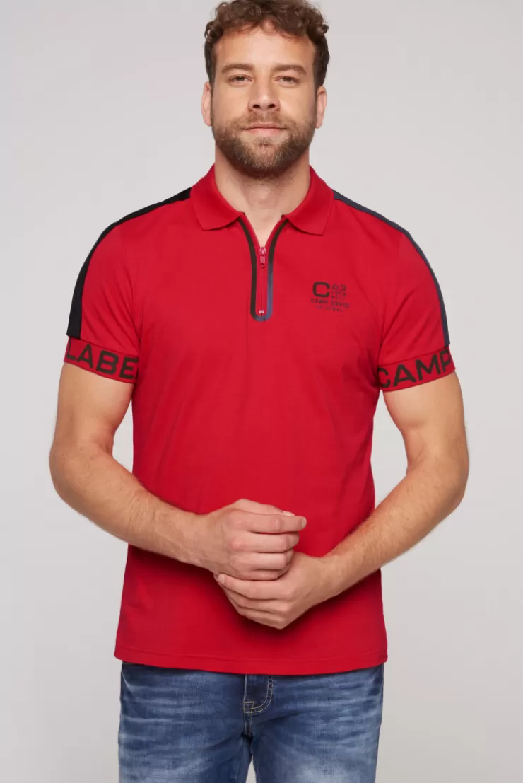 CAMP DAVID & SOCCX Kurzarmpolo mit Folienprints flight red flightred Best