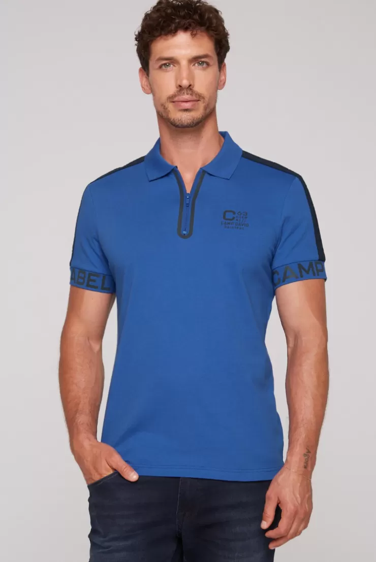 CAMP DAVID & SOCCX Kurzarmpolo mit Folienprints strong blue strongblue Outlet