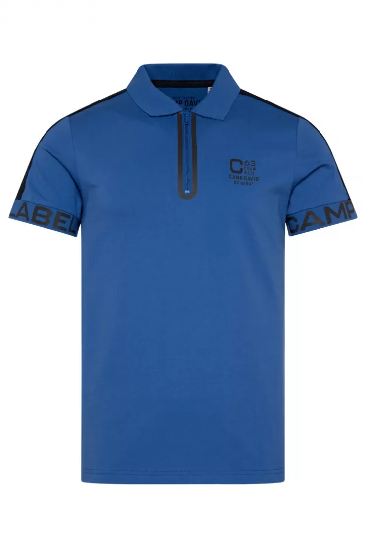 CAMP DAVID & SOCCX Kurzarmpolo mit Folienprints strong blue strongblue Outlet