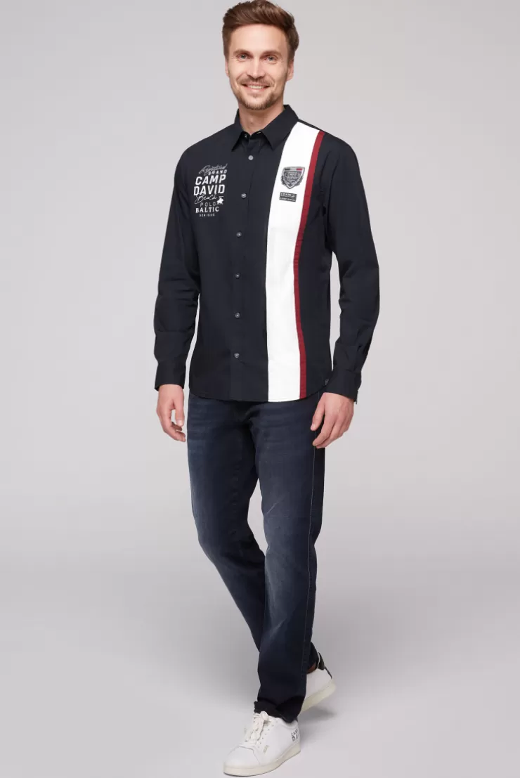 CAMP DAVID & SOCCX Langarmhemd mit Color-Blocking und Artworks blue navy bluenavy Cheap