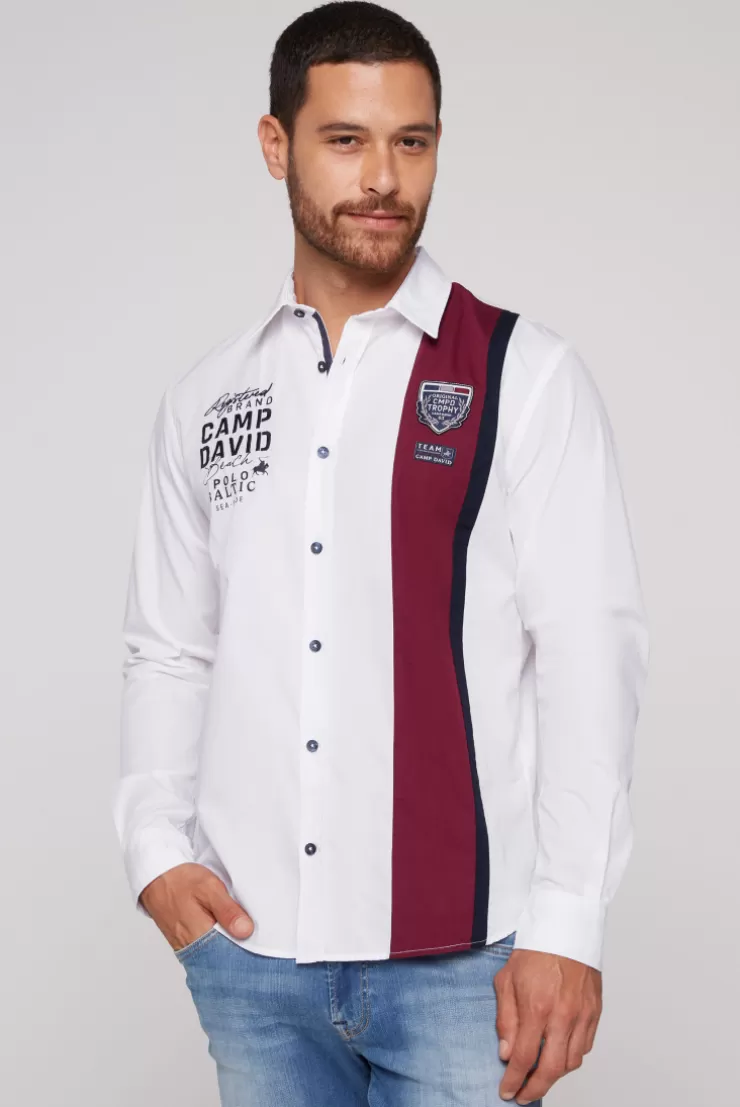 CAMP DAVID & SOCCX Langarmhemd mit Color-Blocking und Artworks opticwhite Best Sale