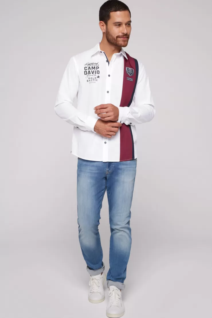 CAMP DAVID & SOCCX Langarmhemd mit Color-Blocking und Artworks opticwhite Best Sale